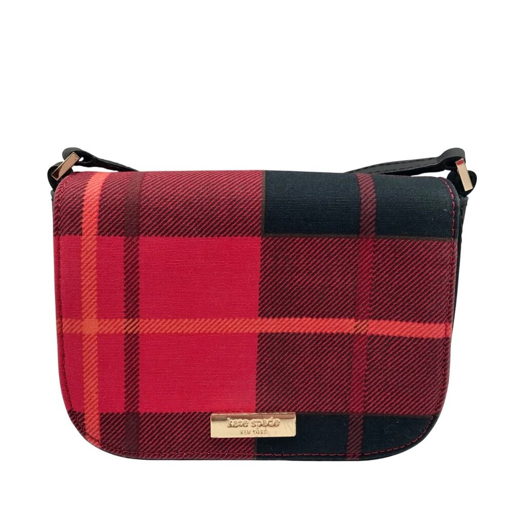 Kate Spade Red Plaid Canvas Carsen Newbury Lane Crossbody Bag